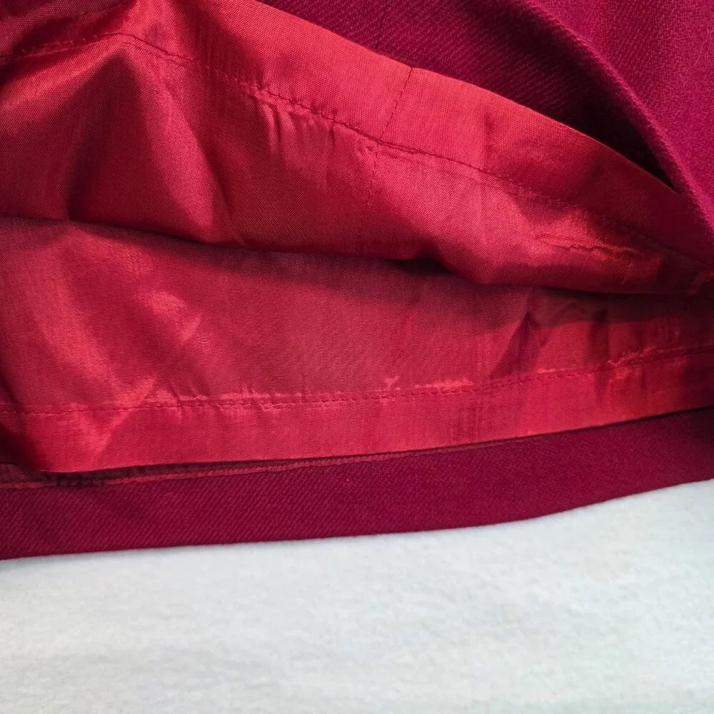 Vintage Wool A Line Midi Skirt Sz 4 Red Deadstock Vibrant Quiet Luxury Office